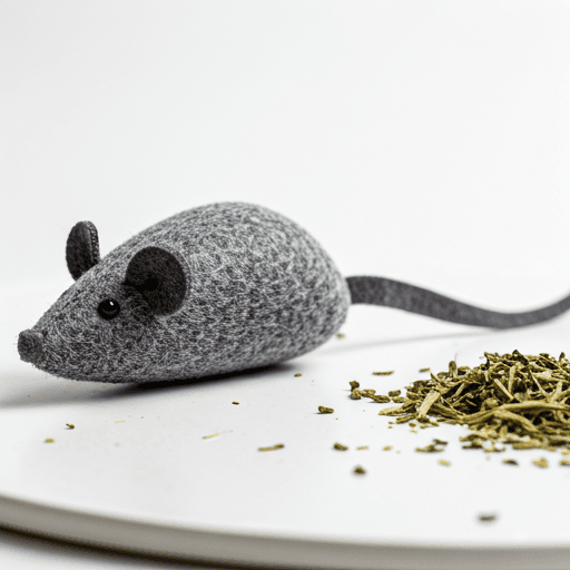Gray organic catnip mouse toy by LUCK CLAWS.