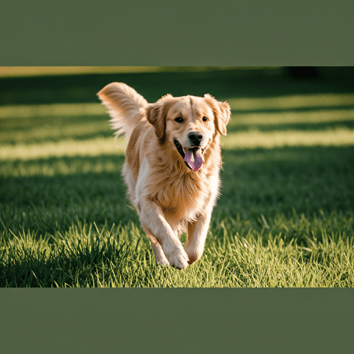 A happy dog running through grass, representing LUCK CLAWS pet essentials.